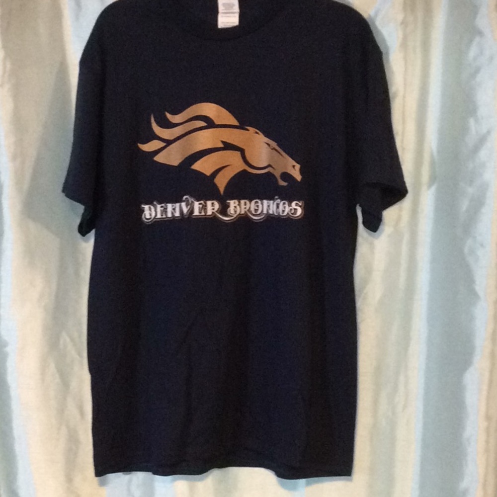 Denver Bronco logo shirt, NWT, Adult Navy, Large - Picture 2 of 3